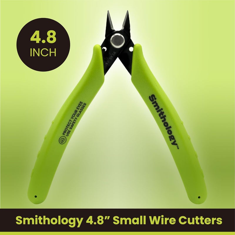 Smithology 4.8” Micro Flush Cutters 3PCS | Made from High Carbon Steel with Hidden Springback Design & Non-Slip Handles for Trimming Metal Wires, Zip Ties, Cables, Circuit Boards, & DIY Projects - Image 4